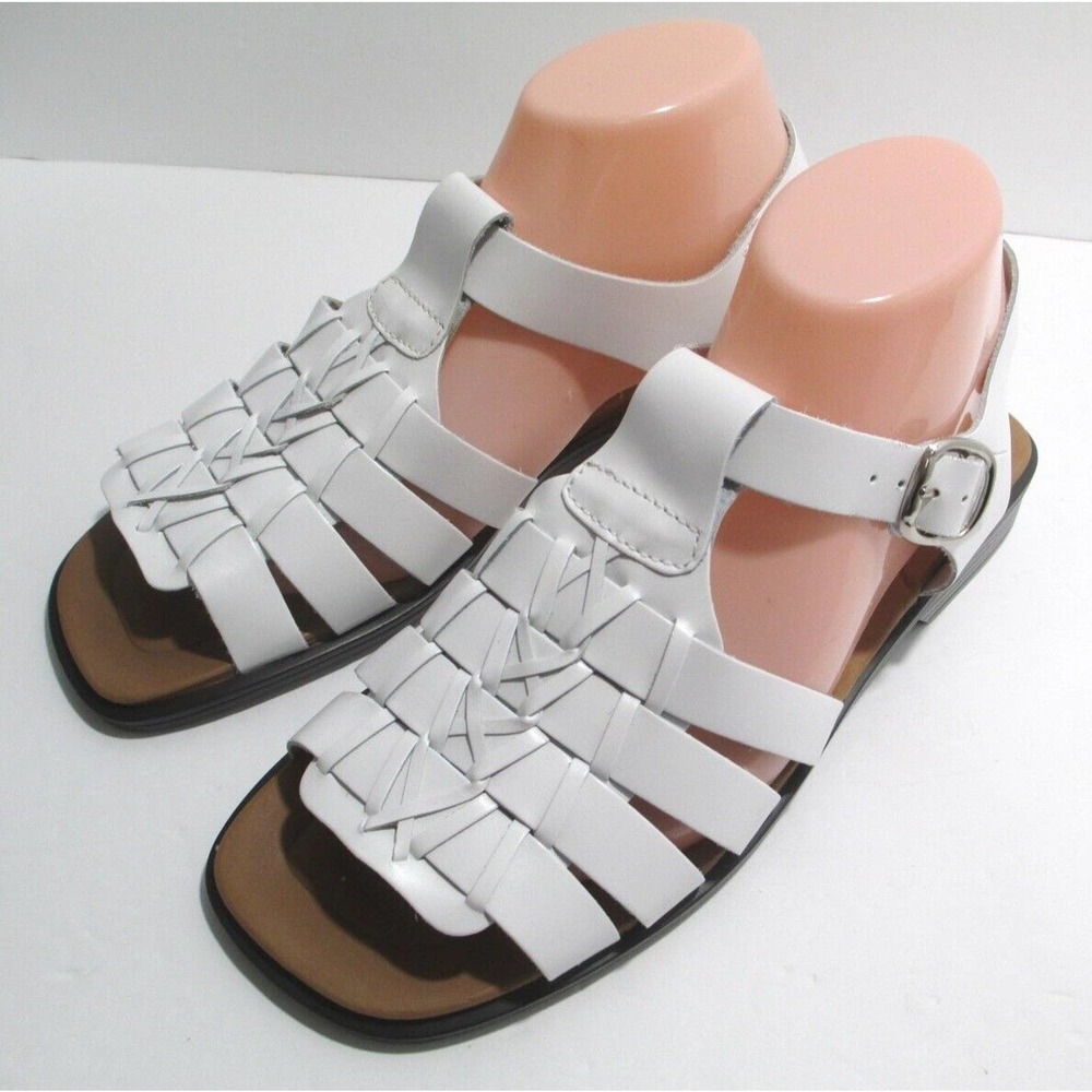 NEW FG Belle Womens White Leather Gladiator Sandals Shoes 9W